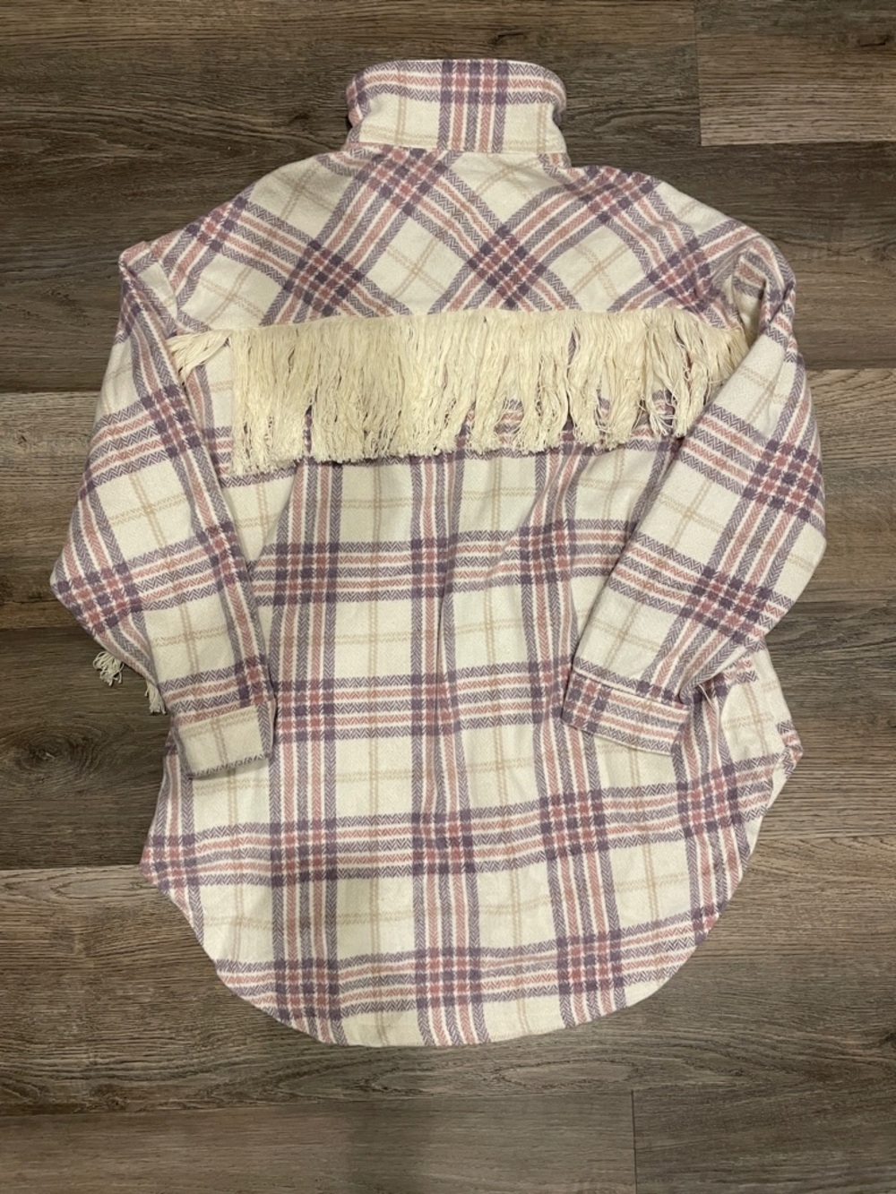 NWOT FANTASTIC FAWN Women’s Pink Plaid Button-Front Shacket size S - Picture 7 of 7